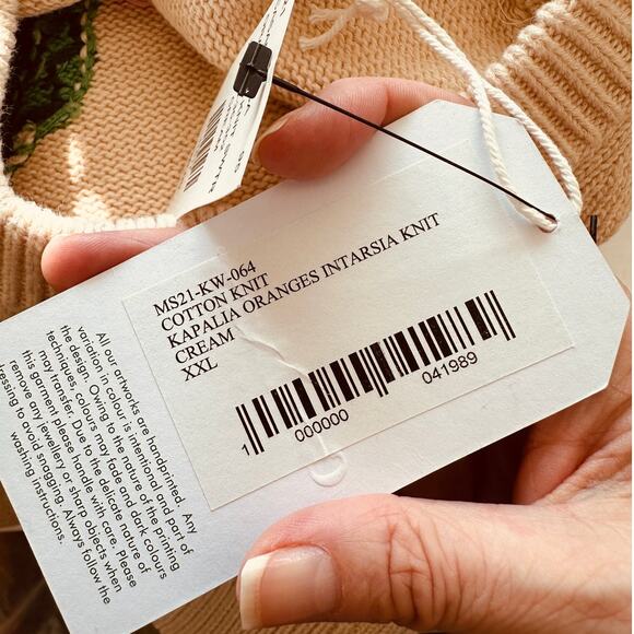 NWT Casablanca Cream Kapalia Oranges Graphic Intarsia Knit Sweater XXL - Picture 10 of 14